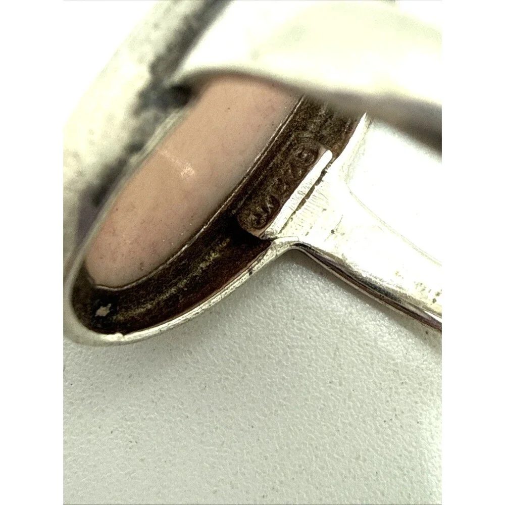 Vintage 1970s AVON Sterling Silver Pink Mother of Pearl Oval Ring Size 6.5